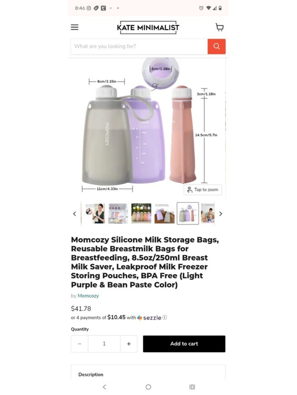 Momcozy Silicone Milk Storage Bags ,Bundle of 2 packs (boxes) of 2 [COPY]